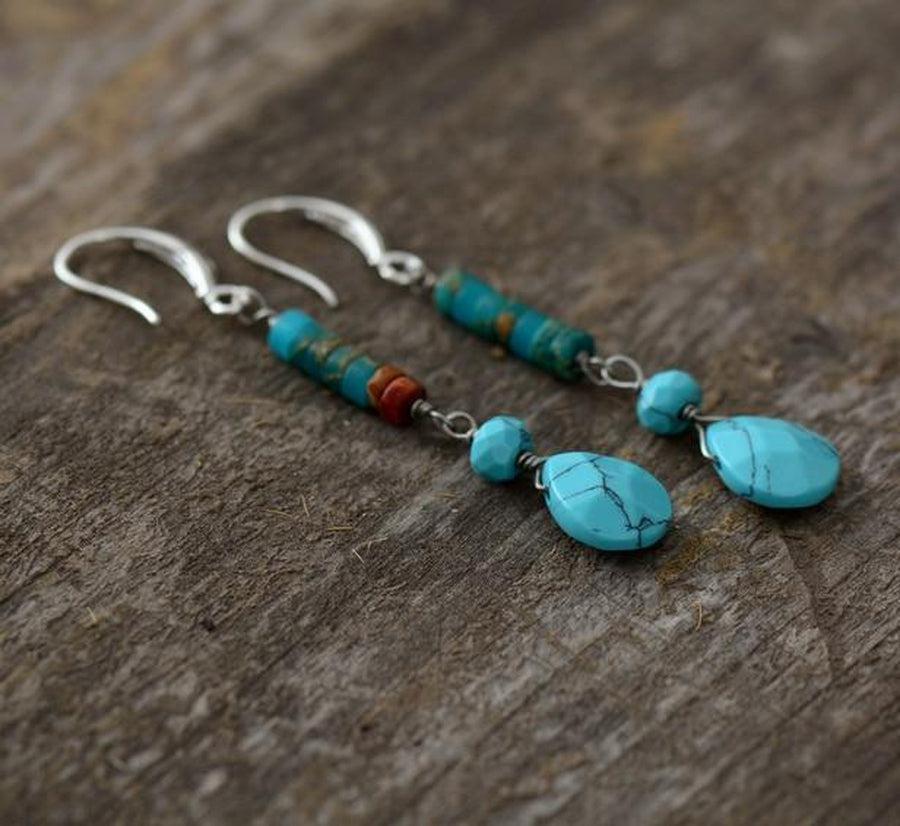Boucles d'oreilles pendantes «estime de soi» en turquoise