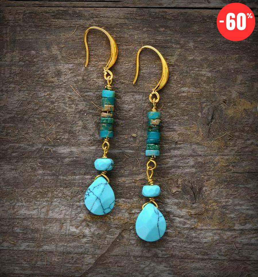 Boucles d'oreilles pendantes «estime de soi» en turquoise