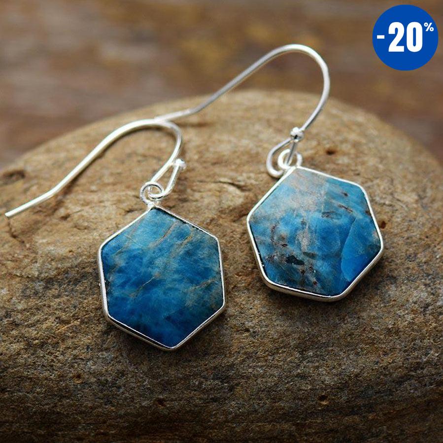 Boucles d’oreilles pendantes forme géométrique en Apatite