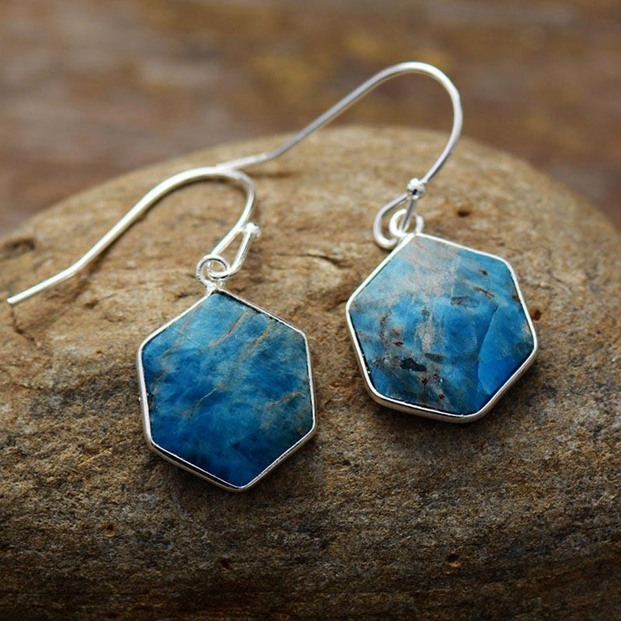 Boucles d’oreilles pendantes forme géométrique en Apatite