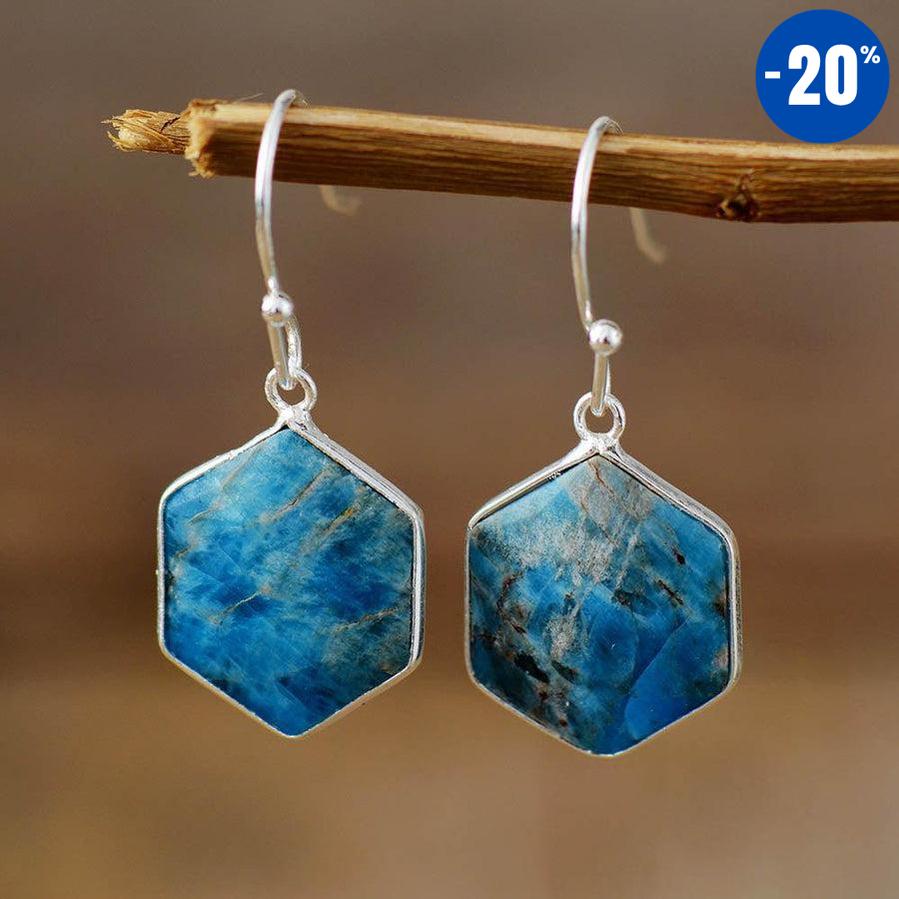 Boucles d’oreilles pendantes forme géométrique en Apatite