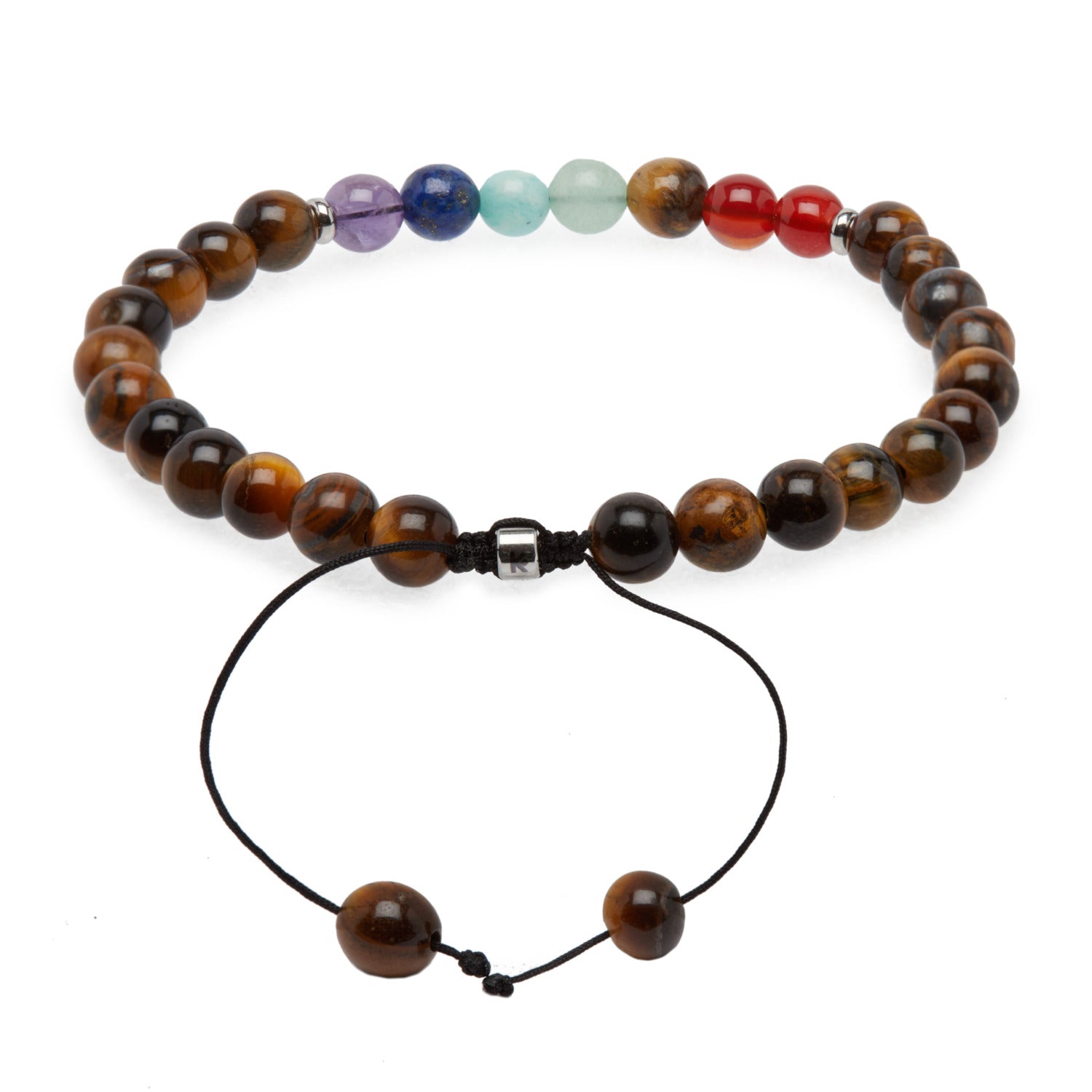 Bracelet 7 Chakras "Confiance en Soi" en Oeil de Tigre