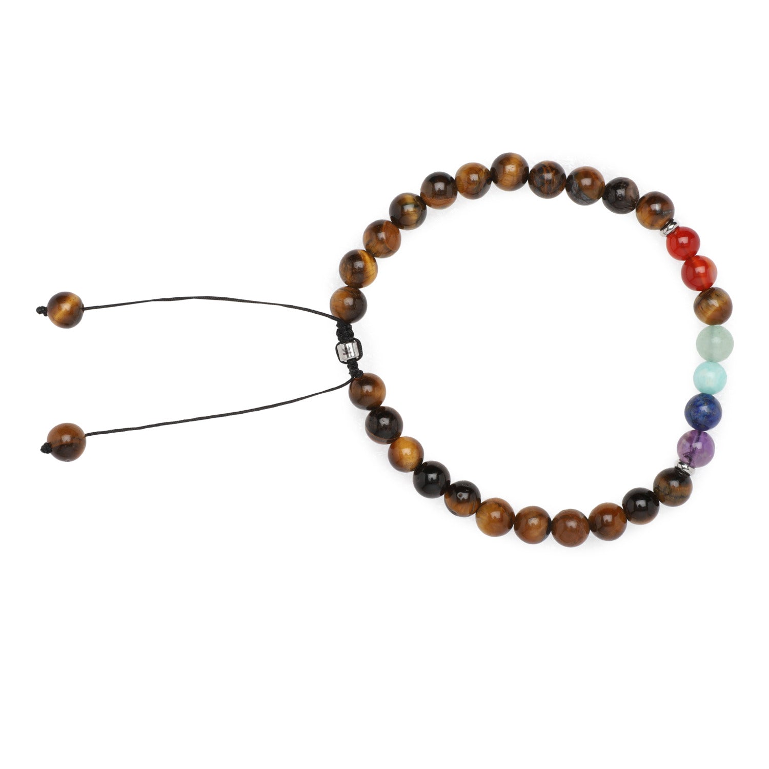 Bracelet 7 Chakras "Confiance en Soi" en Oeil de Tigre