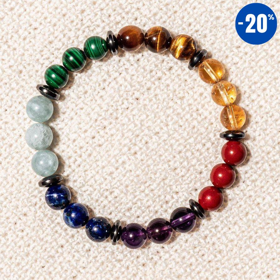 Bracelet 7 chakras en pierres de qualité premium (version 3.0)