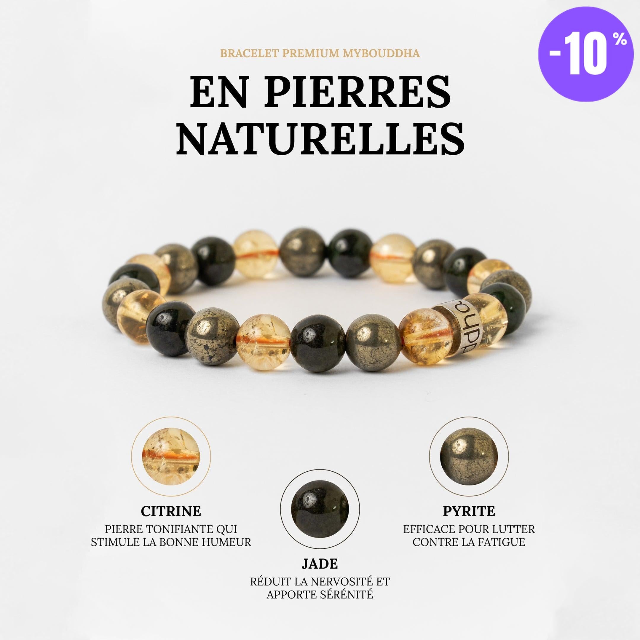 Bracelet « Abondance & Prospérité » en Citrine, Pyrite et Jade
