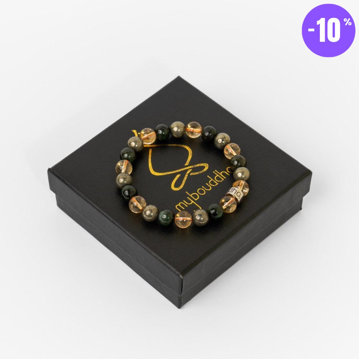 Bracelet « Abondance & Prospérité » en Citrine, Pyrite et Jade