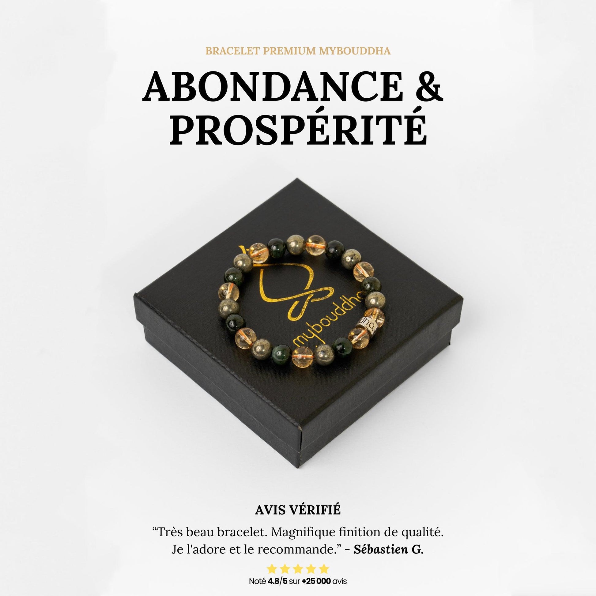 Bracelet « Abondance & Prospérité » en Citrine, Pyrite et Jade