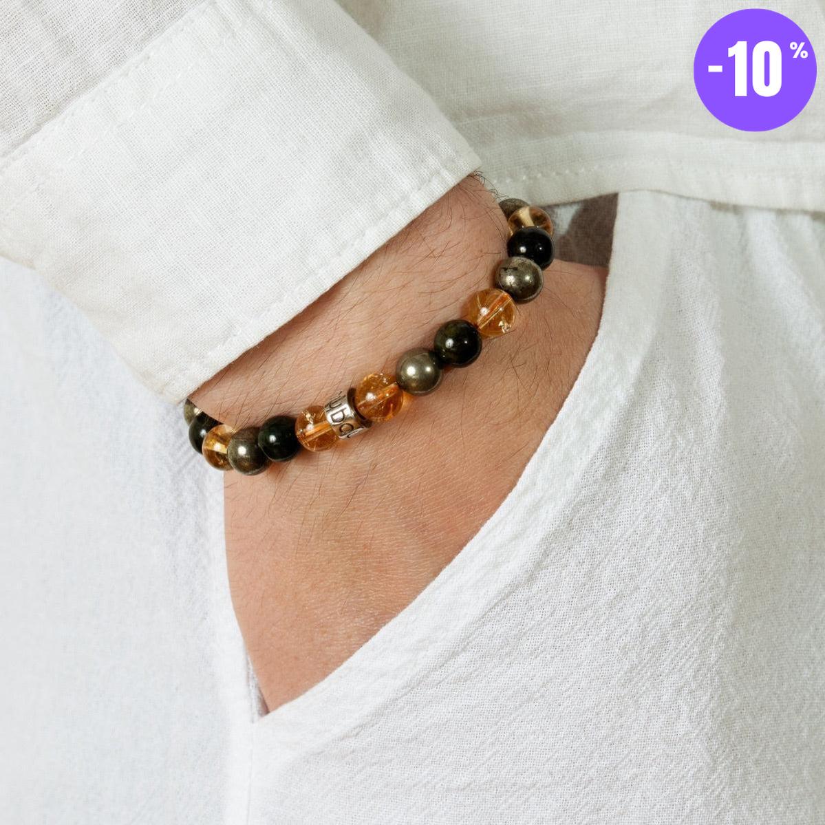 Bracelet « Abondance & Prospérité » en Citrine, Pyrite et Jade