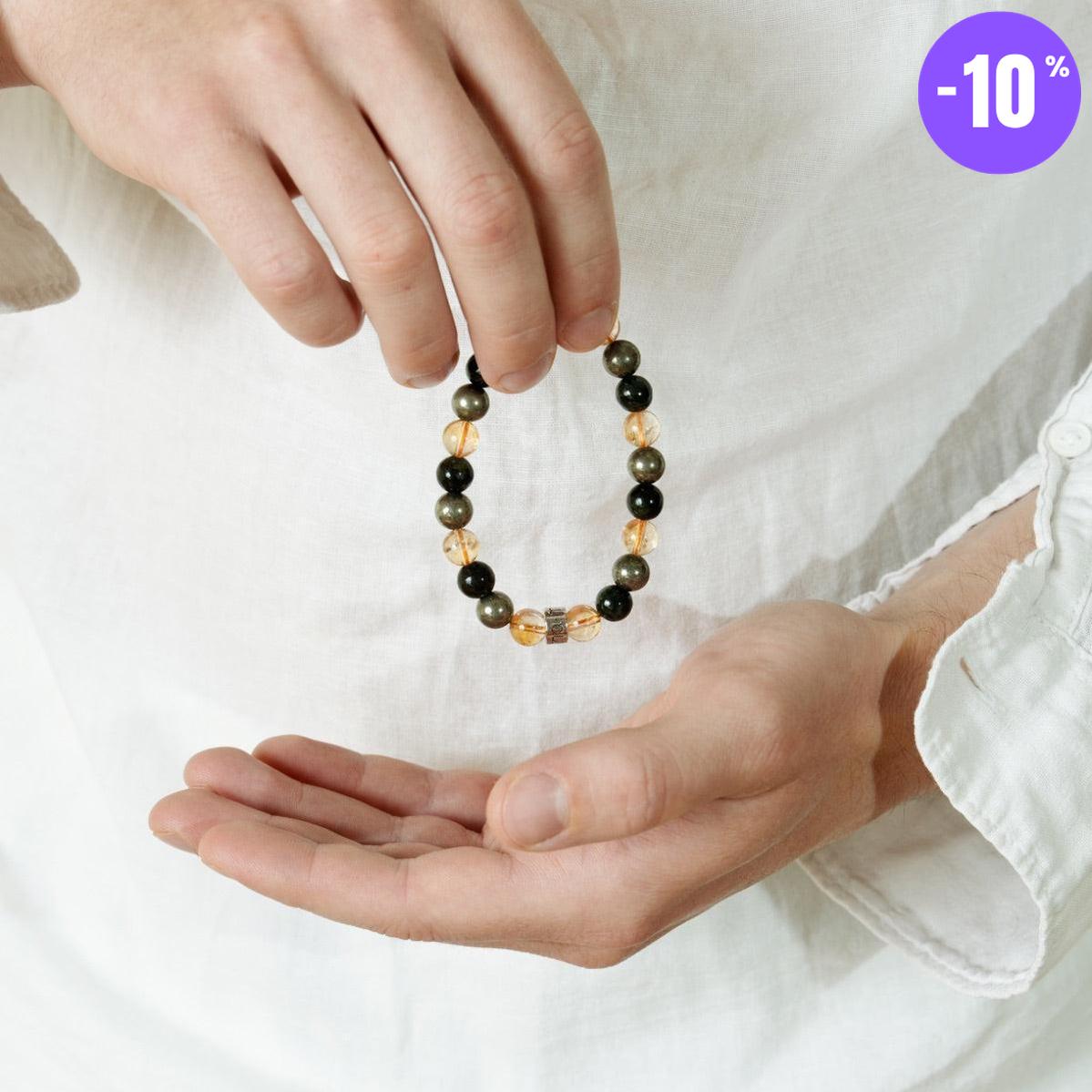 Bracelet « Abondance & Prospérité » en Citrine, Pyrite et Jade