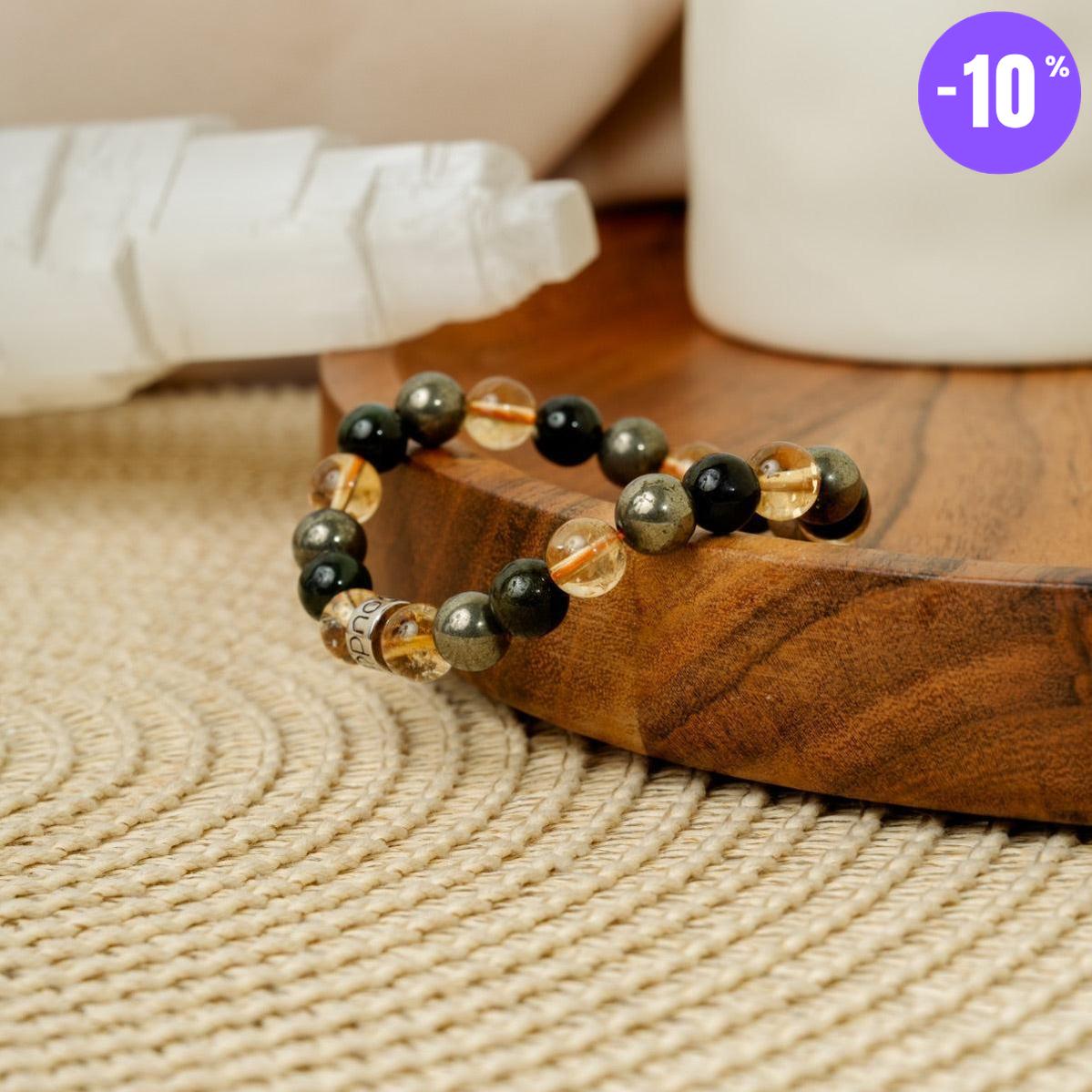 Bracelet « Abondance & Prospérité » en Citrine, Pyrite et Jade