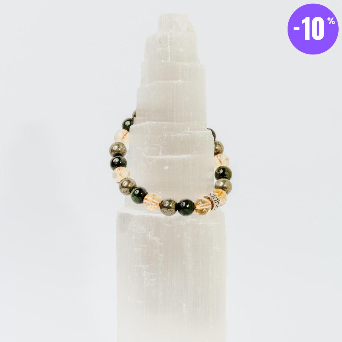 Bracelet « Abondance & Prospérité » en Citrine, Pyrite et Jade