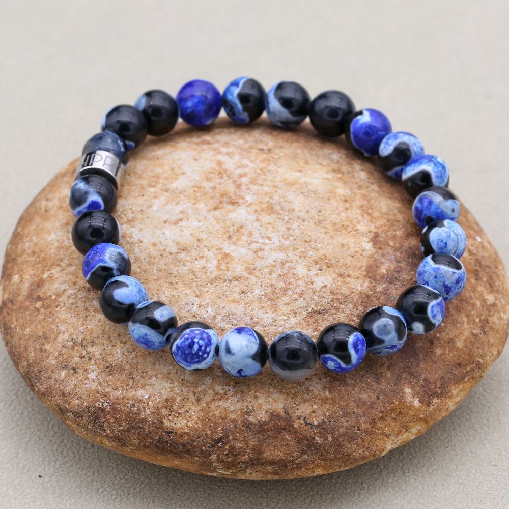 Bracelet Agate de Feu Bleue