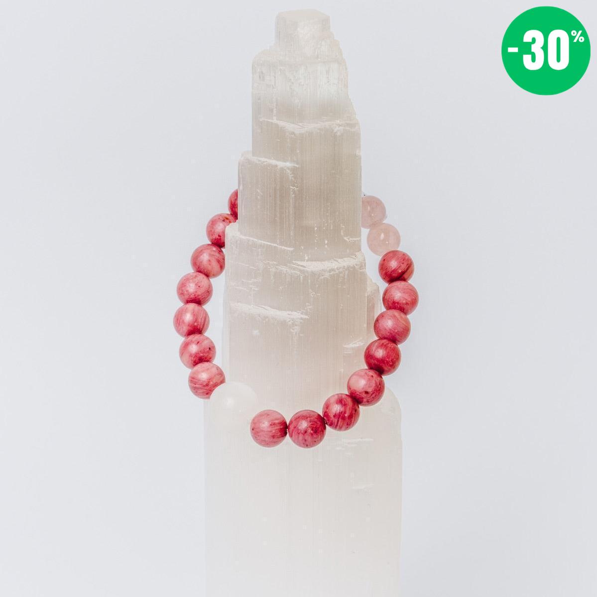 Bracelet « Amour & Relations » en Quartz Rose, Rhodochrosite et Pierre de Lune