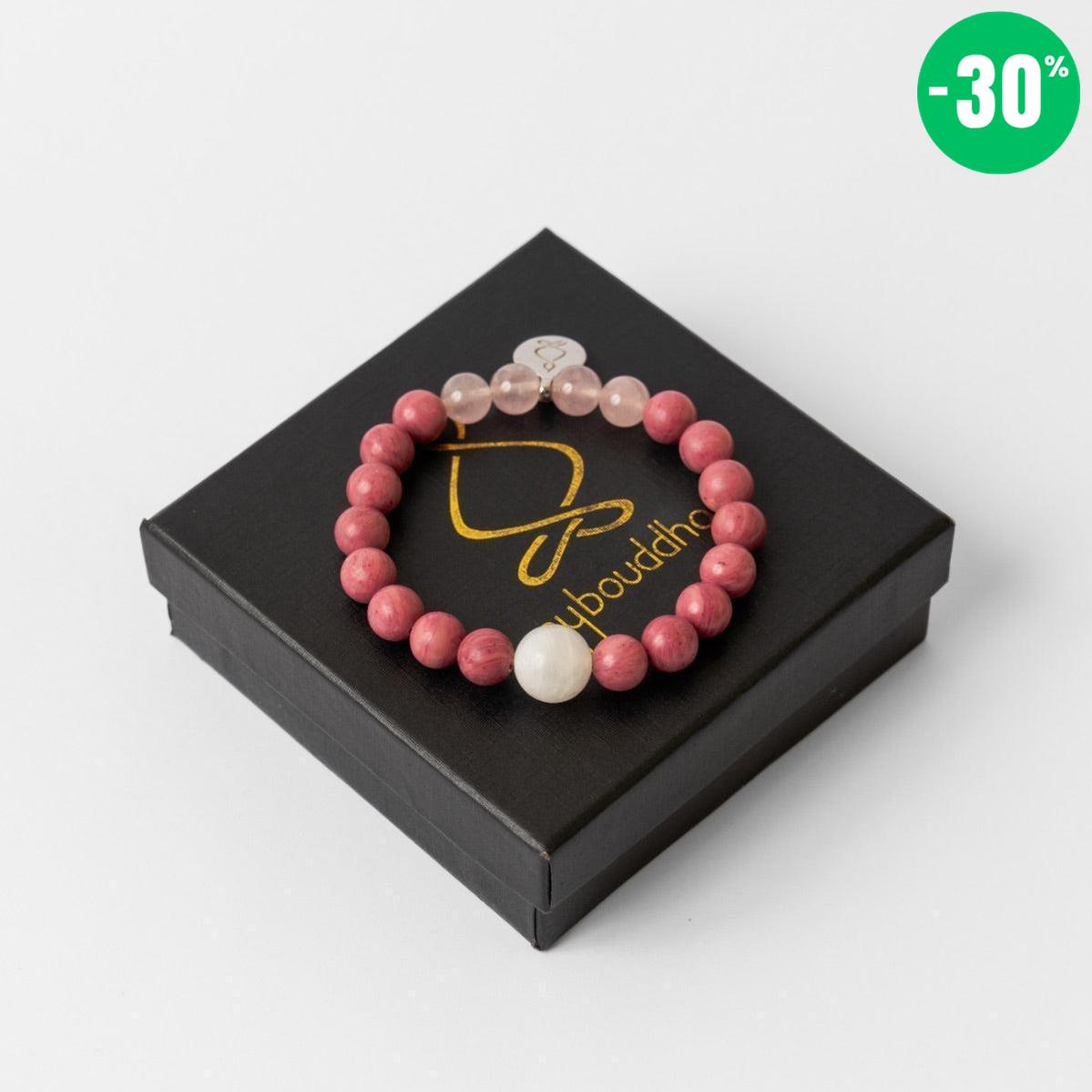 Bracelet « Amour & Relations » en Quartz Rose, Rhodochrosite et Pierre de Lune
