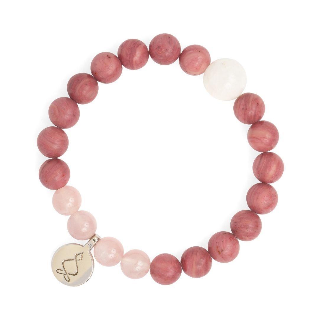 Bracelet « Amour & Relations » en Quartz Rose, Rhodochrosite et Pierre de Lune