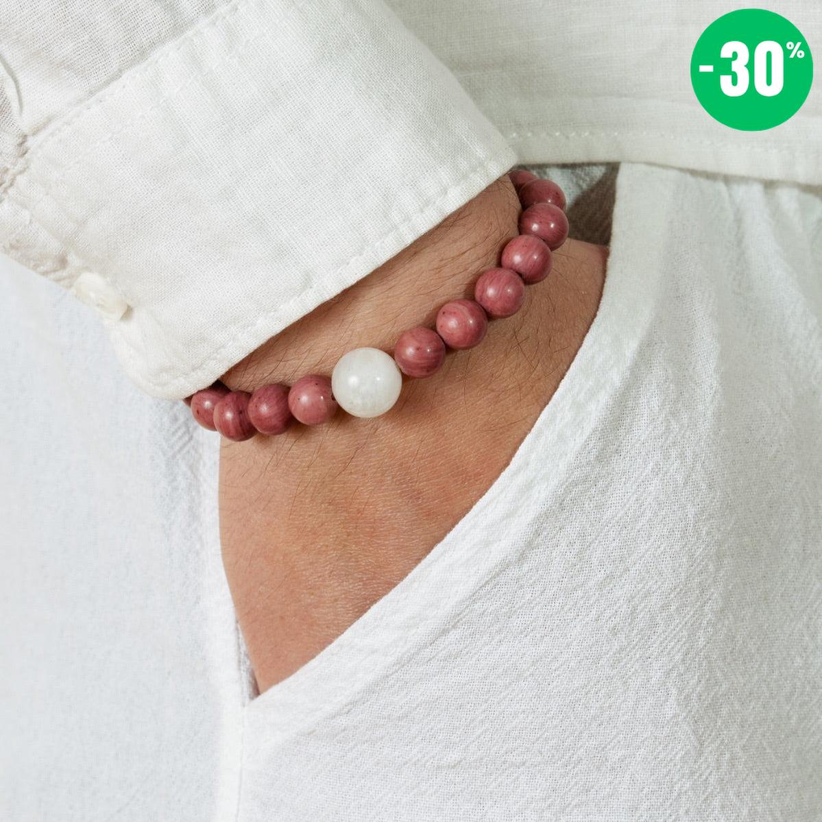 Bracelet « Amour & Relations » en Quartz Rose, Rhodochrosite et Pierre de Lune