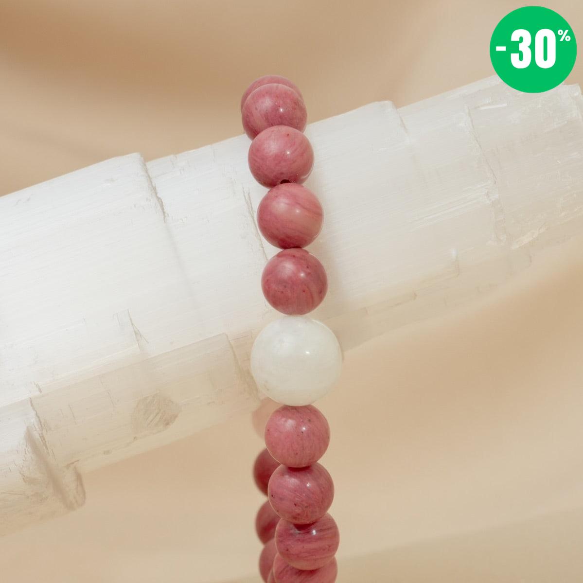 Bracelet « Amour & Relations » en Quartz Rose, Rhodochrosite et Pierre de Lune