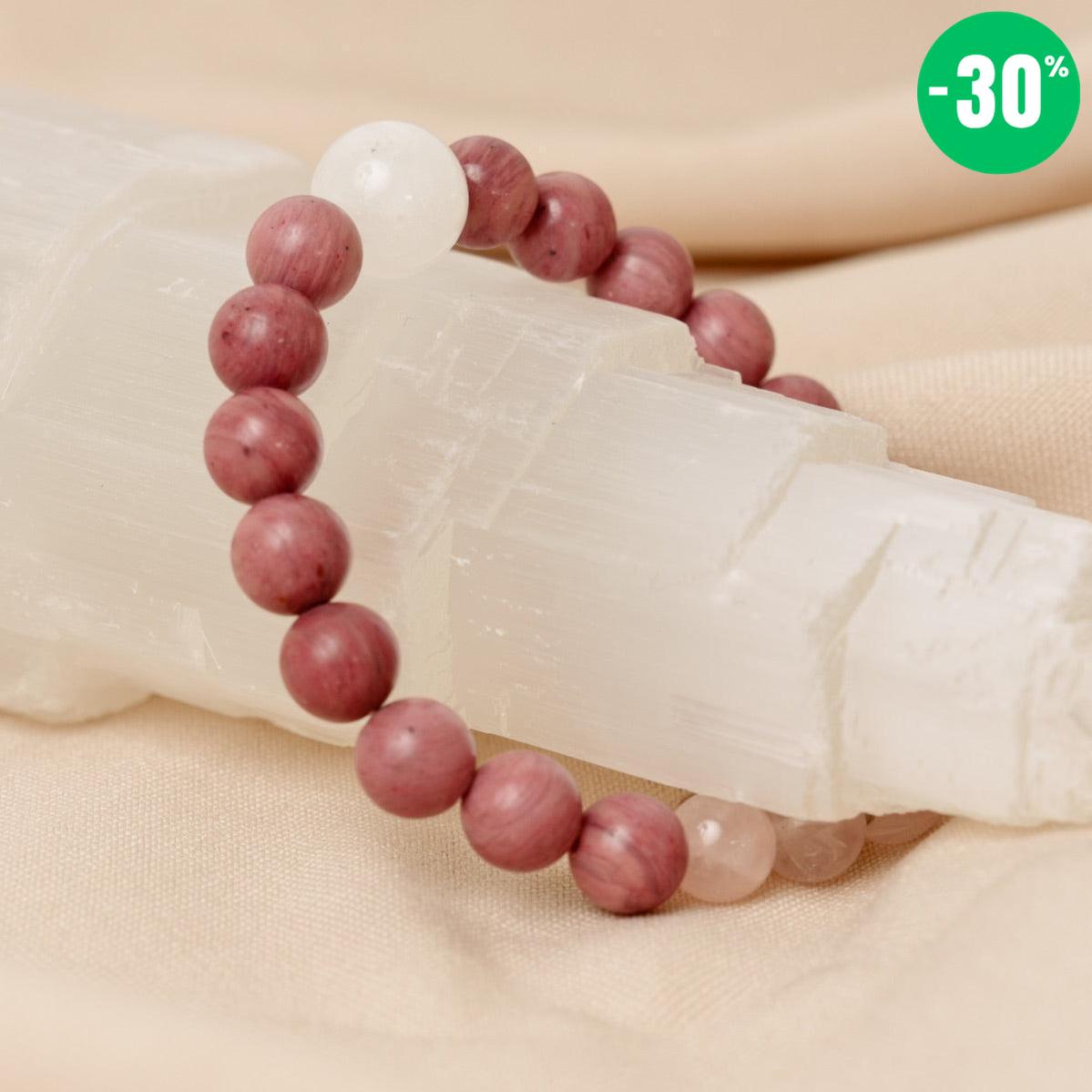 Bracelet « Amour & Relations » en Quartz Rose, Rhodochrosite et Pierre de Lune
