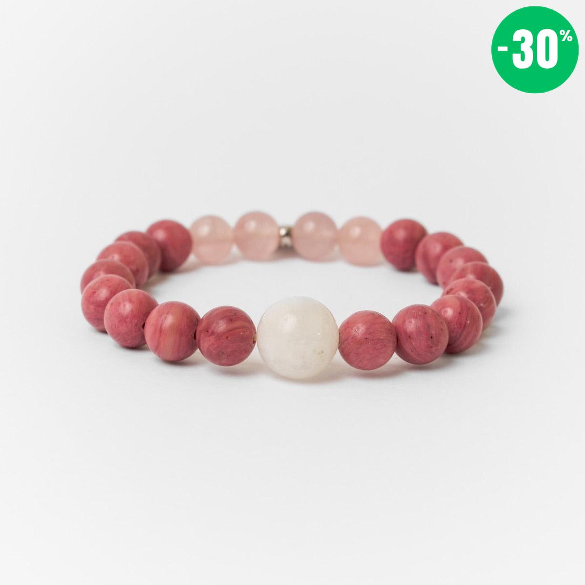 Bracelet « Amour & Relations » en Quartz Rose, Rhodochrosite et Pierre de Lune