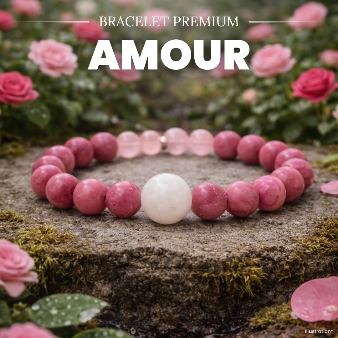 Bracelet « Amour & Relations » en Quartz Rose, Rhodochrosite et Pierre de Lune