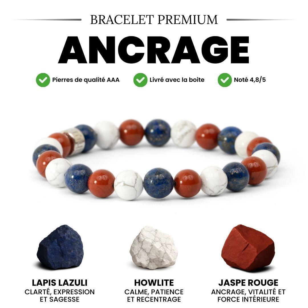 Bracelet « Ancrage profond » en Lapis Lazuli, Howlite et Jaspe Rouge