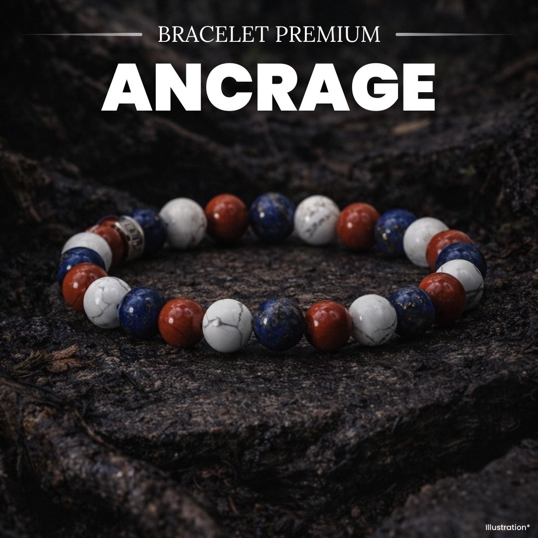 Bracelet « Ancrage profond » en Lapis Lazuli, Howlite et Jaspe Rouge