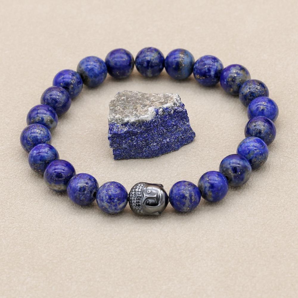 Bracelet « anti-stress » en Lapis Lazuli et tête de Bouddha en Hématite