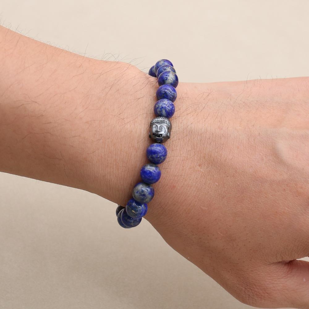 Bracelet « anti-stress » en Lapis Lazuli et tête de Bouddha en Hématite