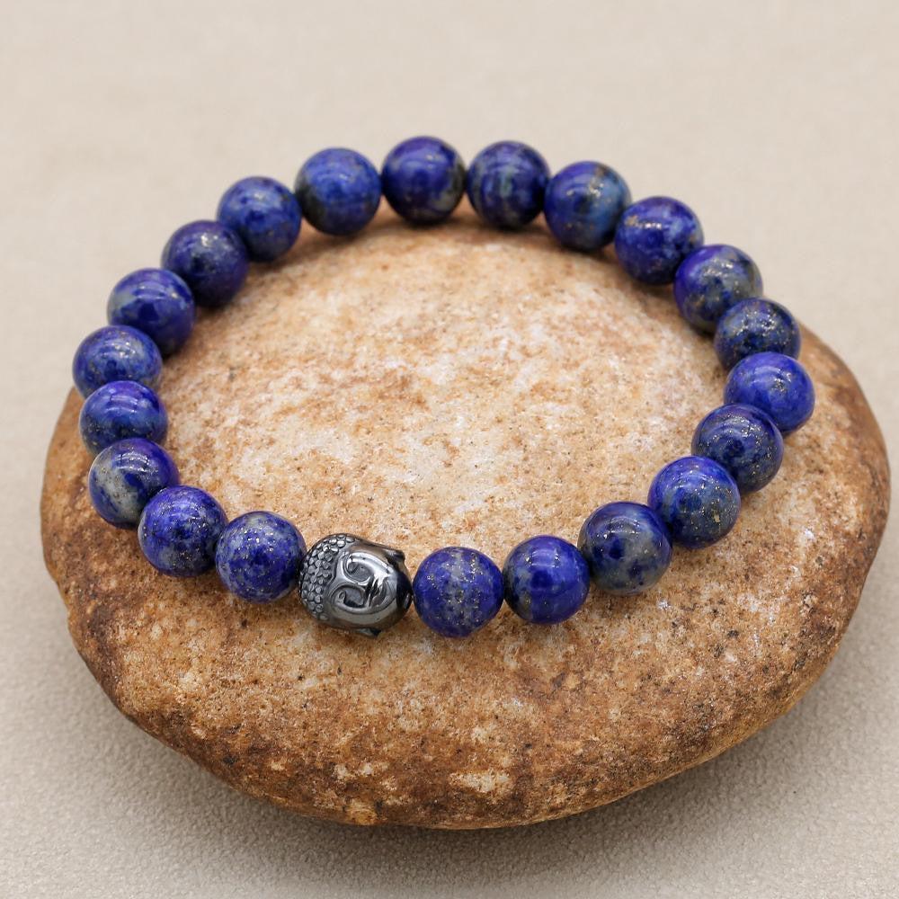 Bracelet « anti-stress » en Lapis Lazuli et tête de Bouddha en Hématite