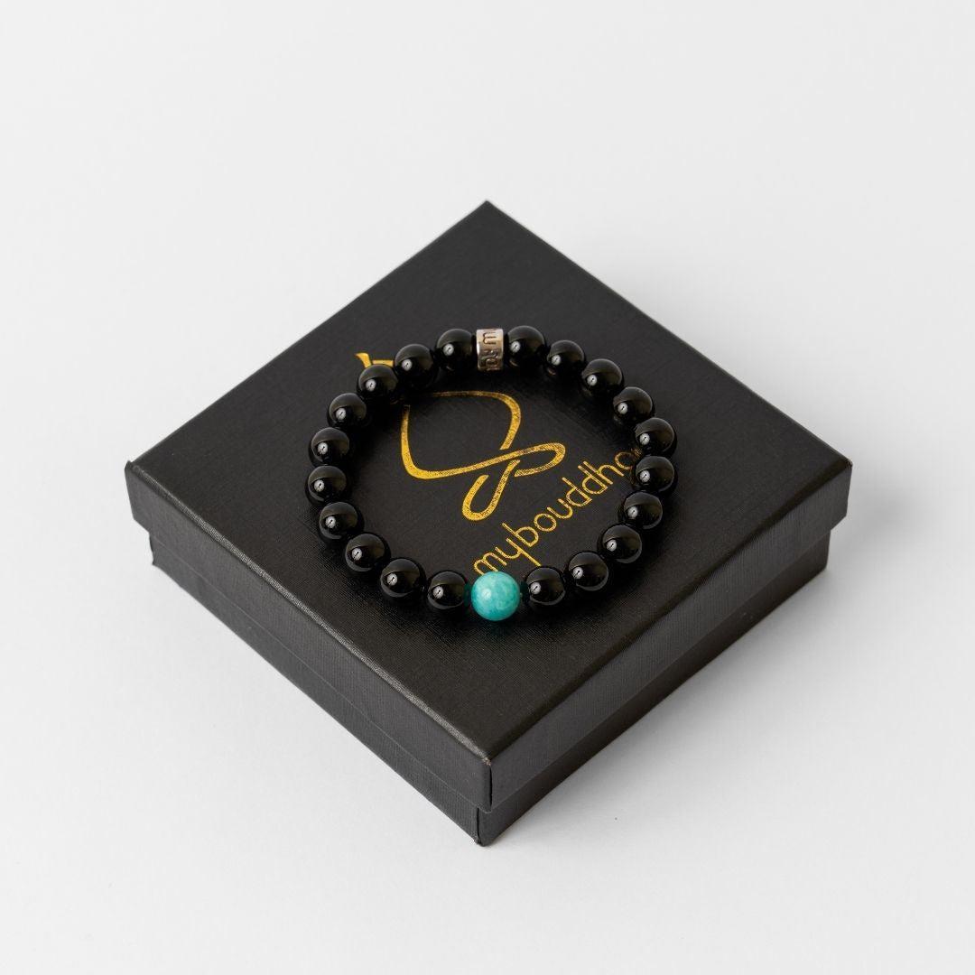 Bracelet « Anti-stress » en Onyx Noir et Amazonite