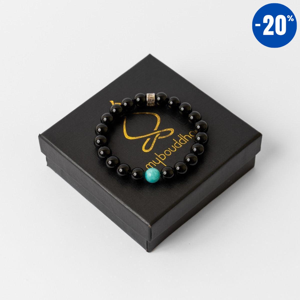Bracelet « Anti-stress » en Onyx Noir et Amazonite