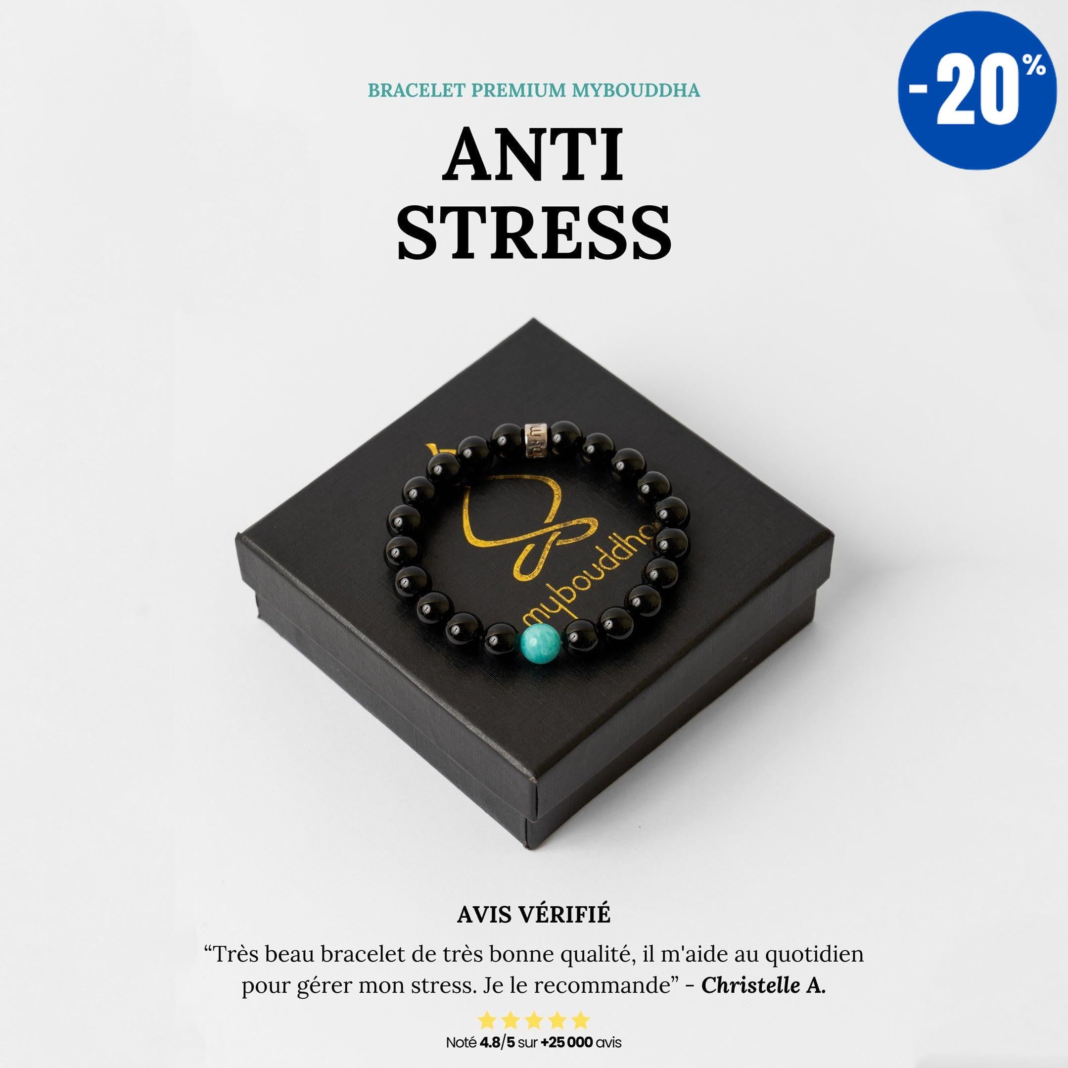 Bracelet « Anti-stress » en Onyx Noir et Amazonite