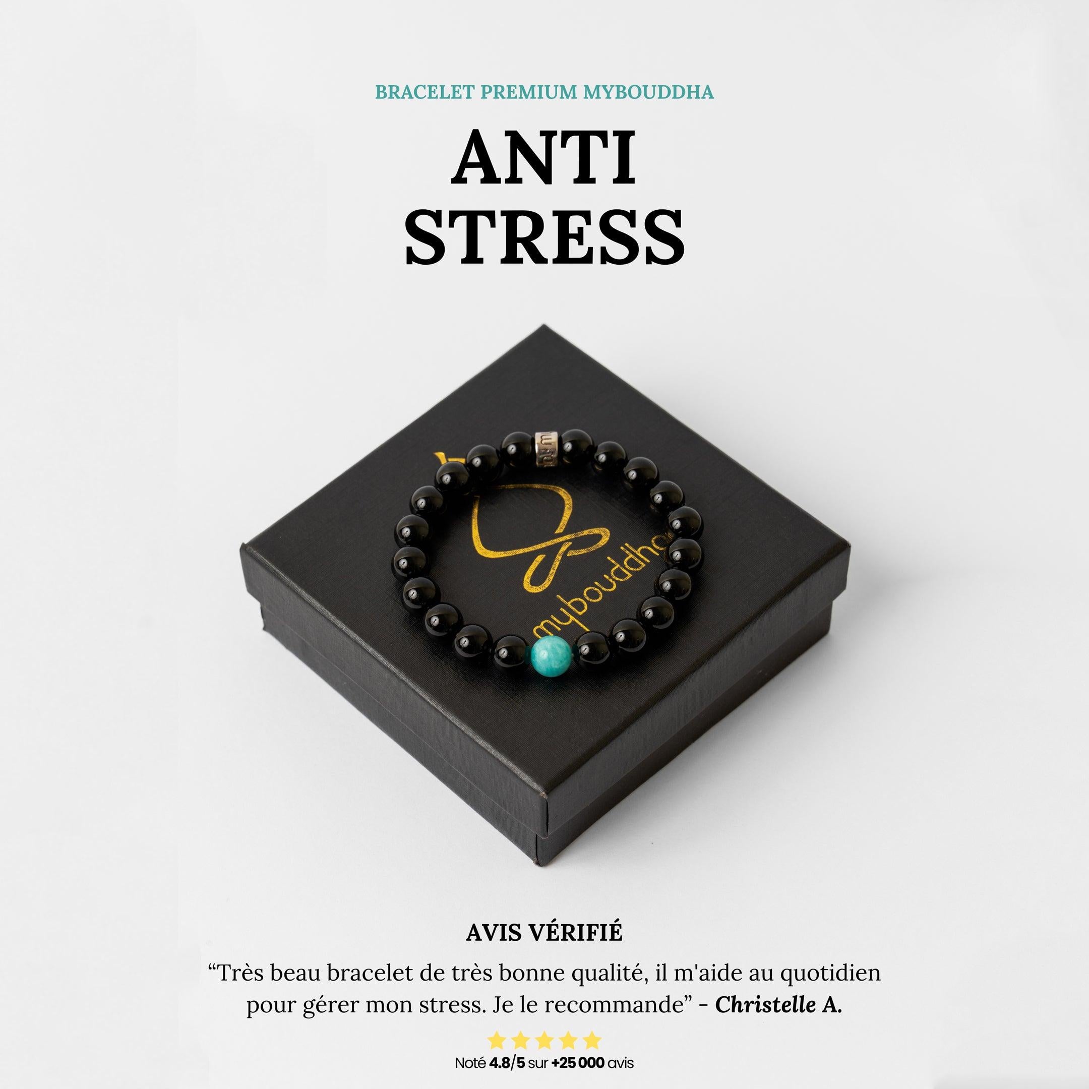 Bracelet « Anti-stress » en Onyx Noir et Amazonite