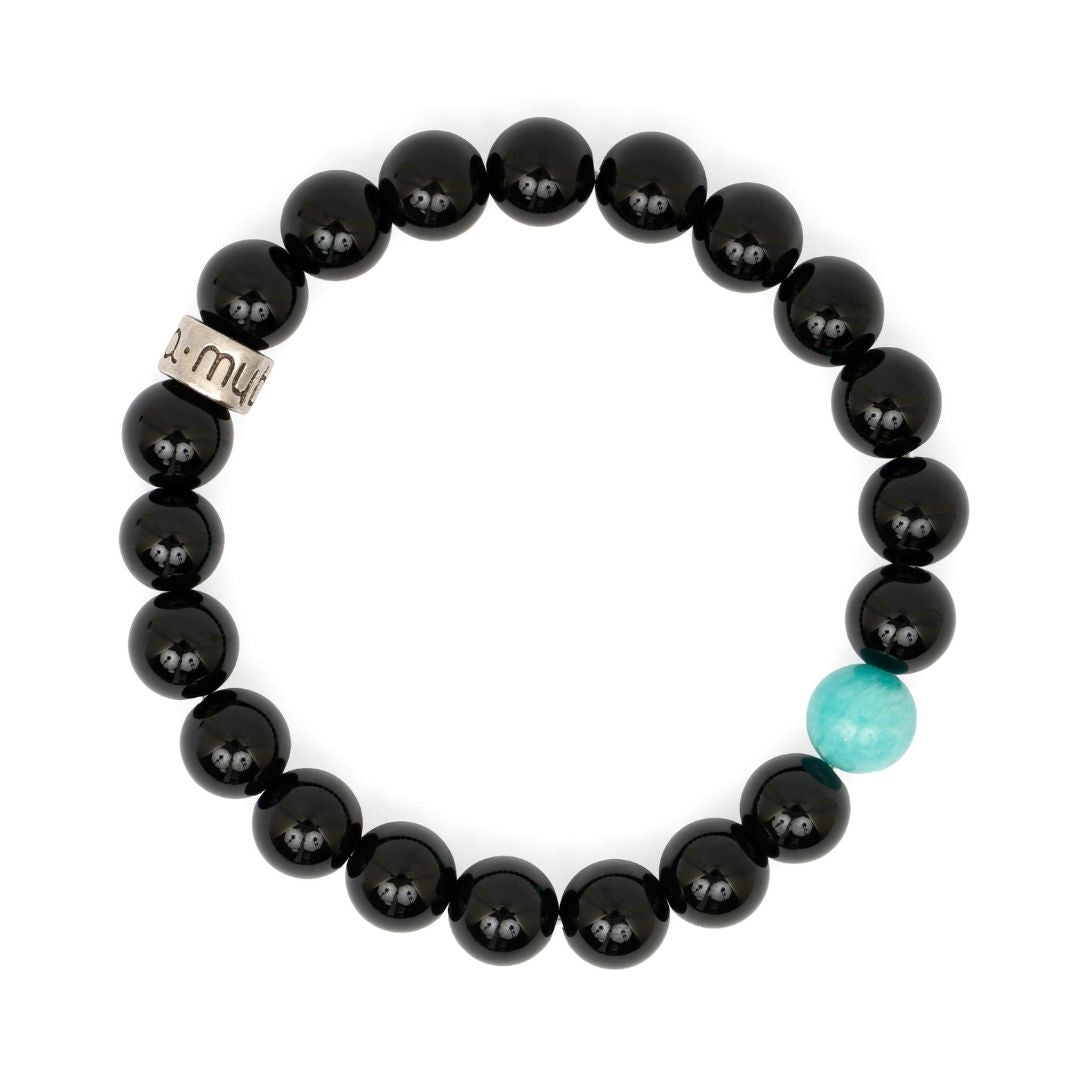 Bracelet « Anti-stress » en Onyx Noir et Amazonite