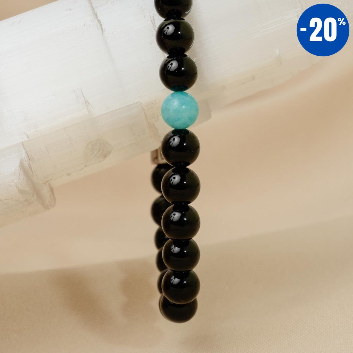 Bracelet « Anti-stress » en Onyx Noir et Amazonite