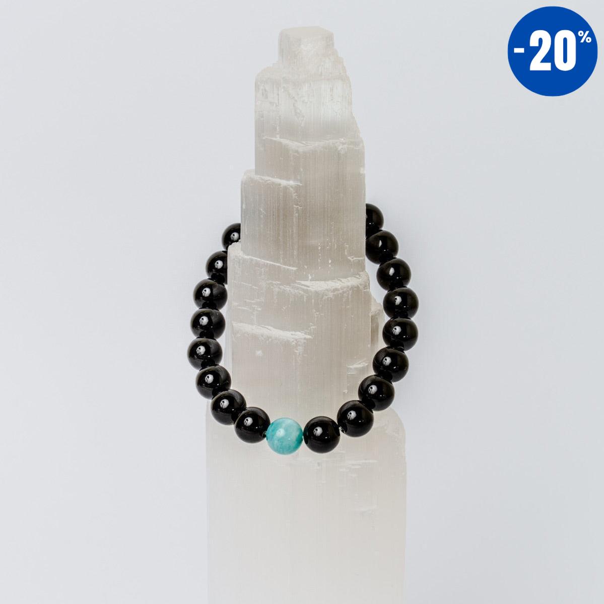 Bracelet « Anti-stress » en Onyx Noir et Amazonite