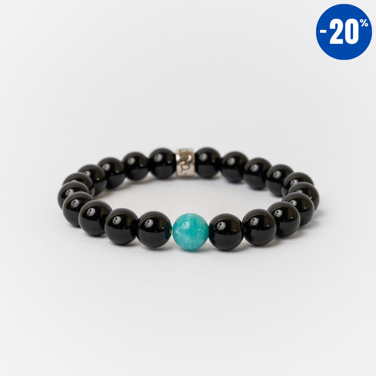Bracelet « Anti-stress » en Onyx Noir et Amazonite