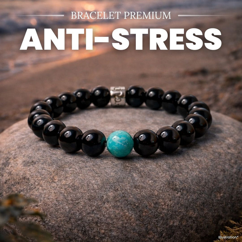 Bracelet « Anti-stress » en Onyx Noir et Amazonite