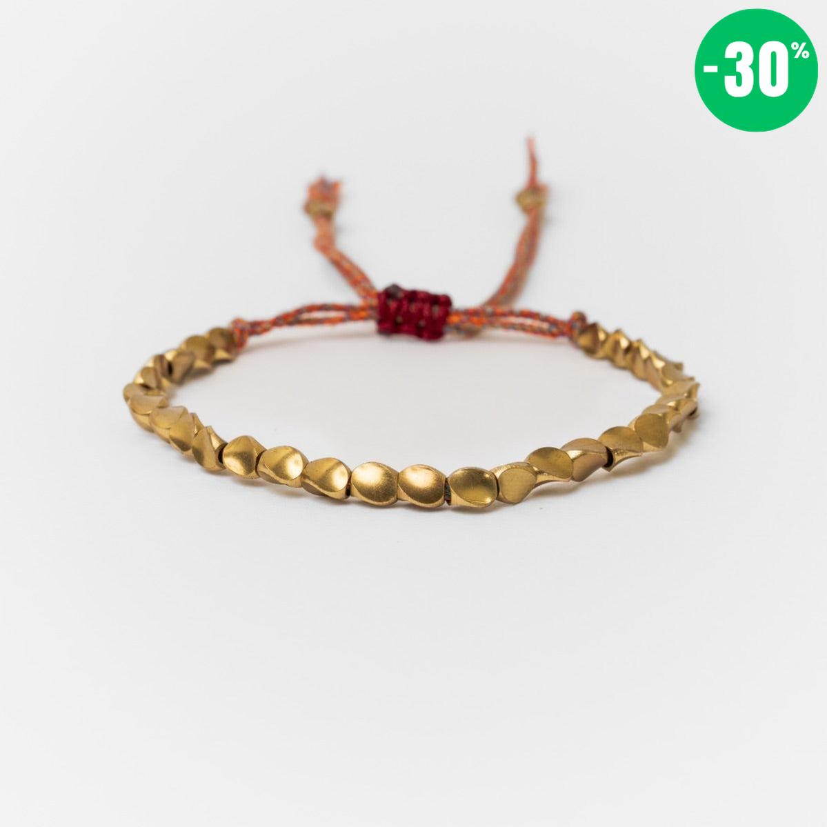 Bracelet bouddhiste en perles de cuivre et cordon coloré