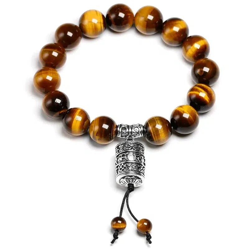 Bracelet bouddhiste tibétain en Œil de tigre pour hommes