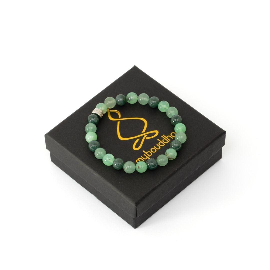 Bracelet « Chance & Opportunités » en Aventurine Verte, Jade et Chrysoprase