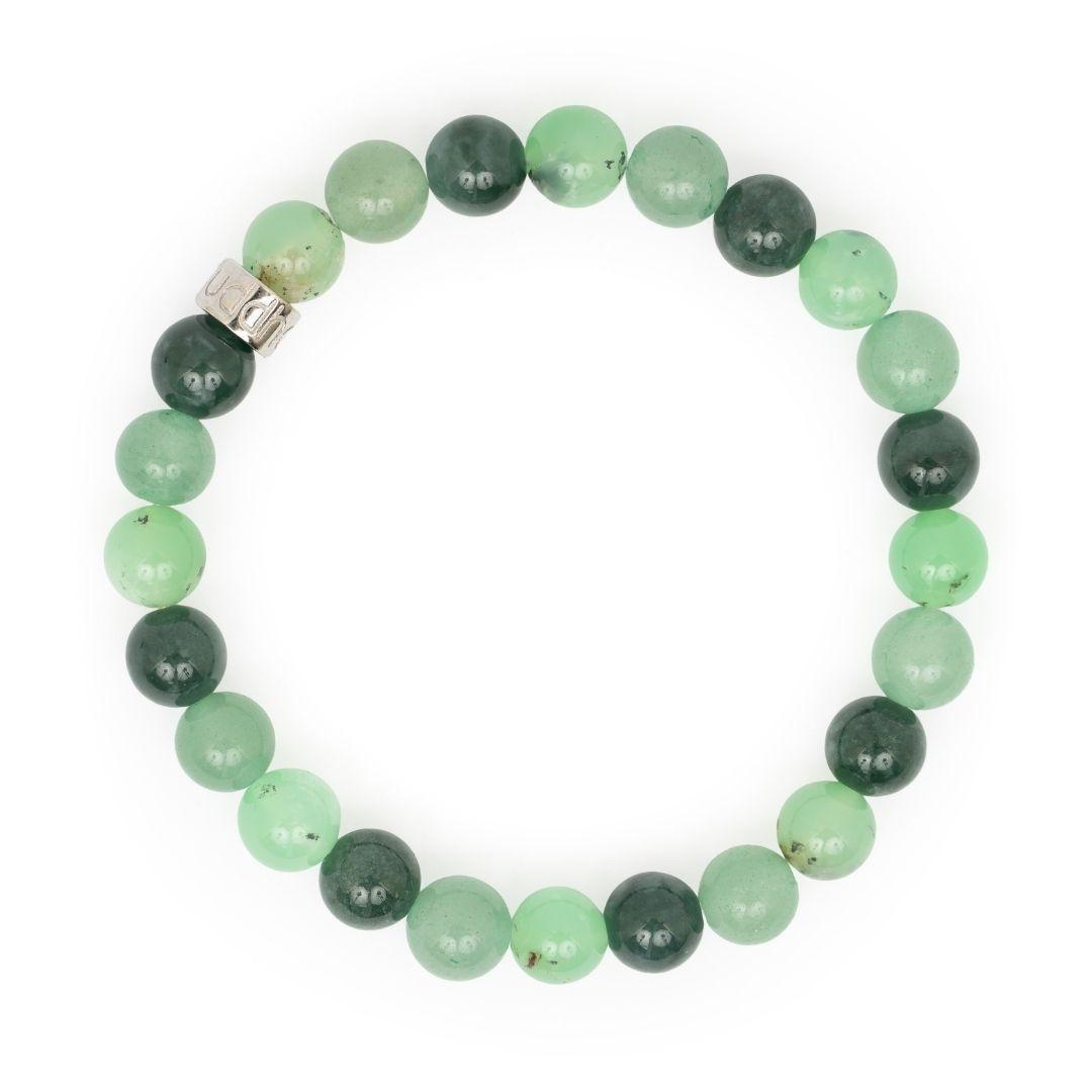 Bracelet « Chance & Opportunités » en Aventurine Verte, Jade et Chrysoprase