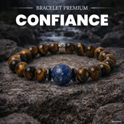 Bracelet « Confiance en soi » en Oeil de Tigre, Hematite et Lapis Lazuli