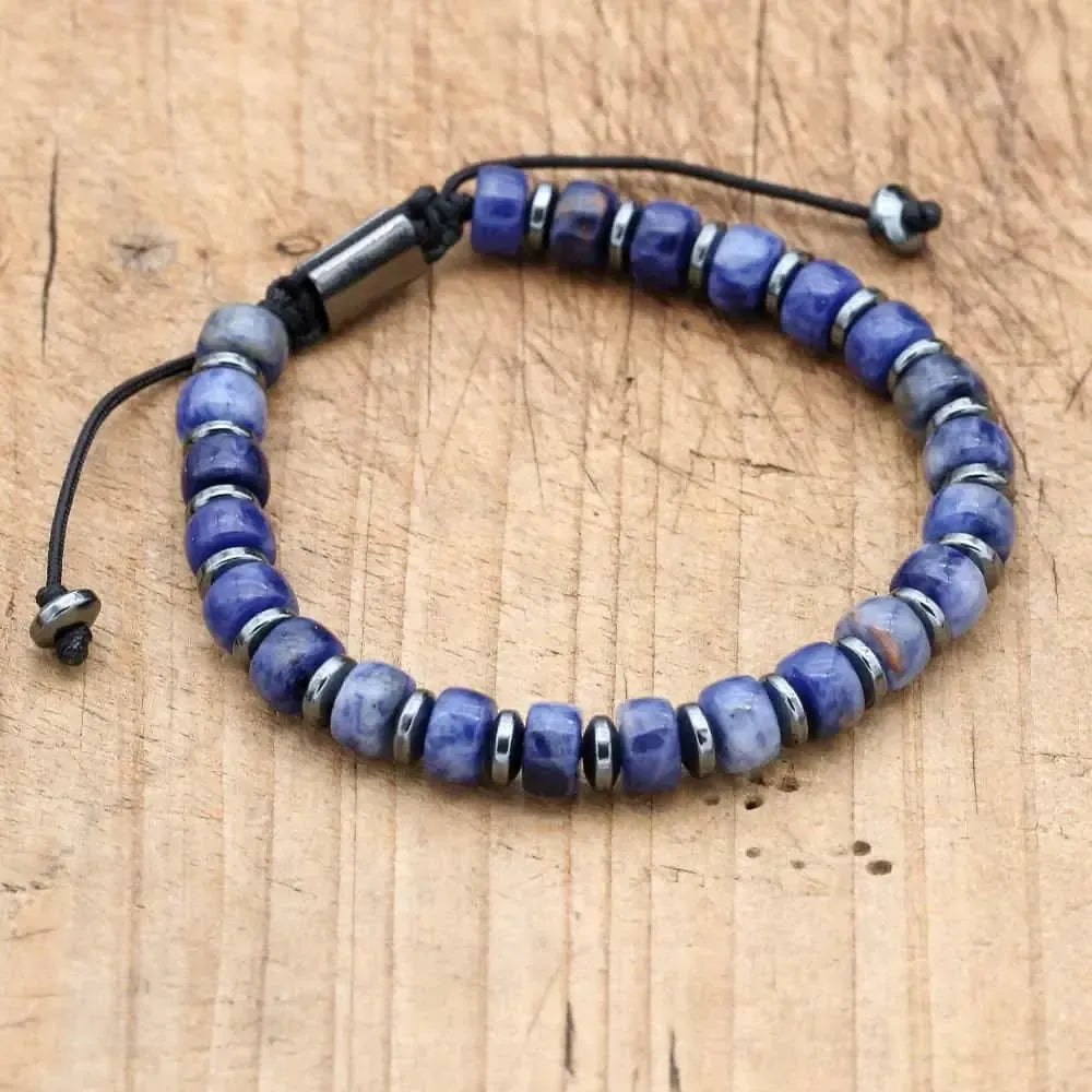 Bracelet d'Apaisement en Howlite Bleue et Hématite