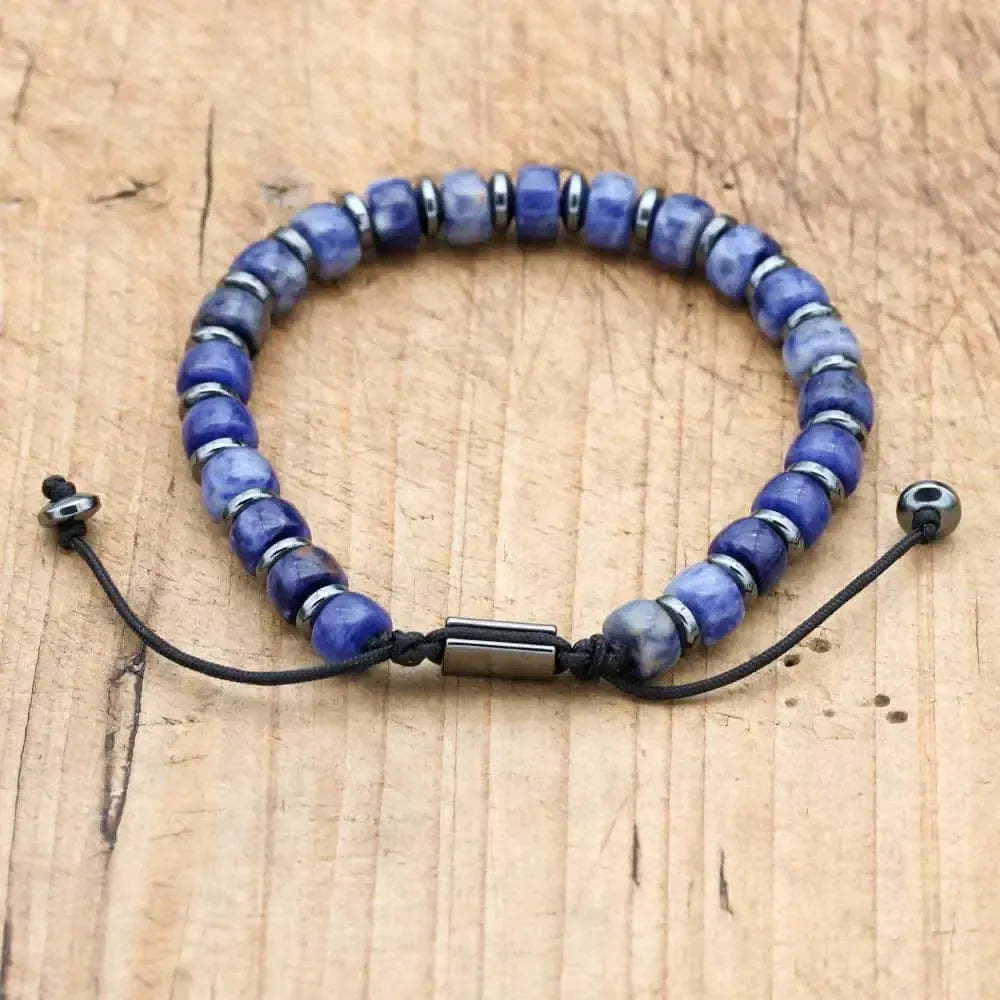 Bracelet d'Apaisement en Howlite Bleue et Hématite