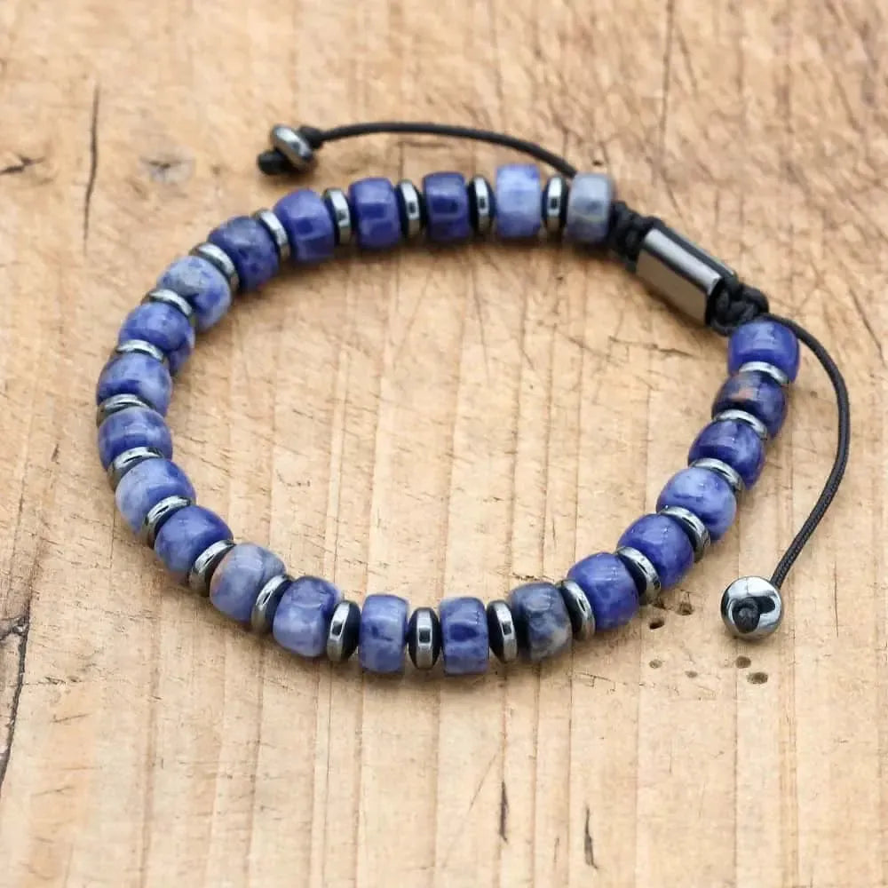 Bracelet d'Apaisement en Howlite Bleue et Hématite