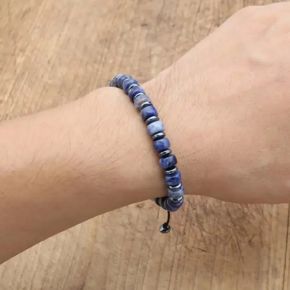 Bracelet d'Apaisement en Howlite Bleue et Hématite