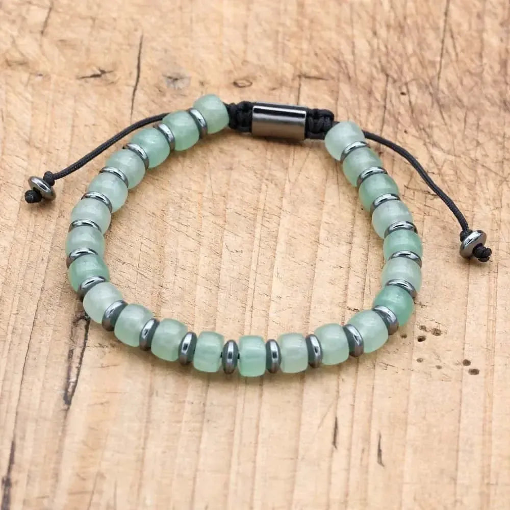 Bracelet de Chance en Aventurine Verte et Hématite