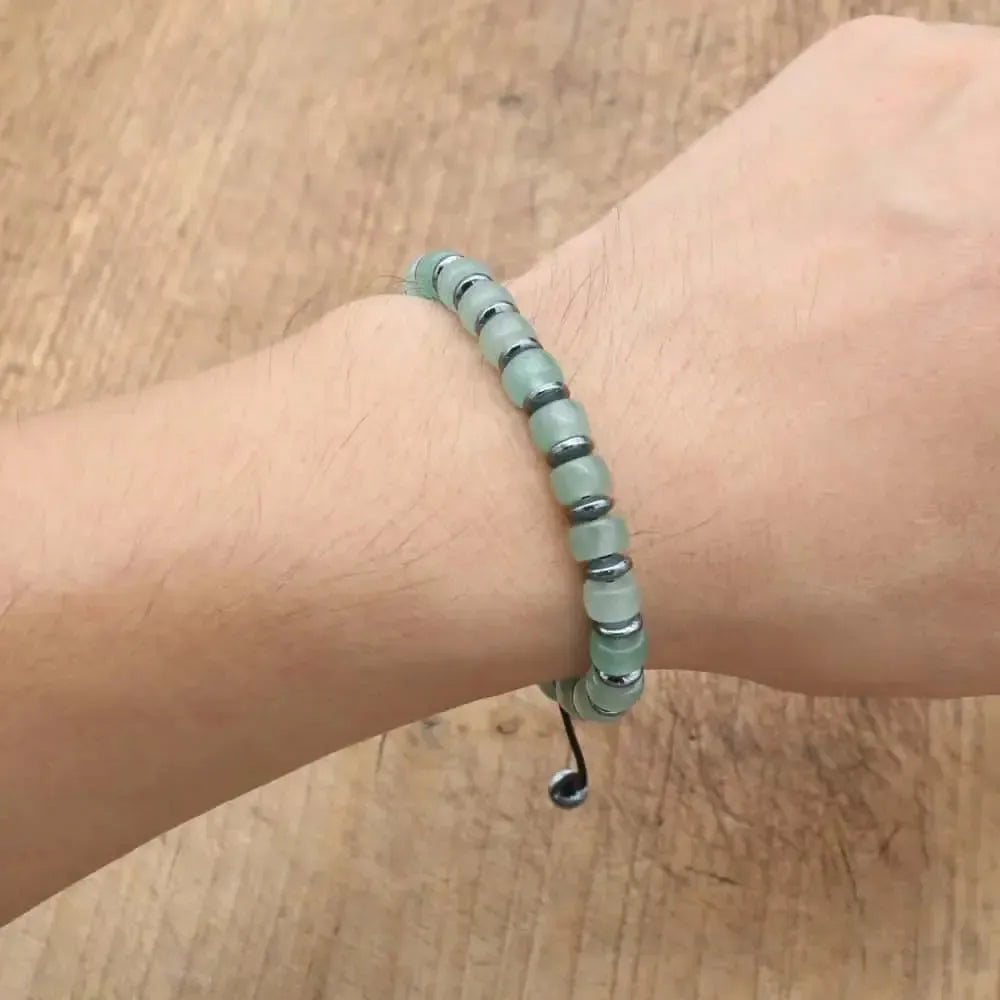 Bracelet de Chance en Aventurine Verte et Hématite
