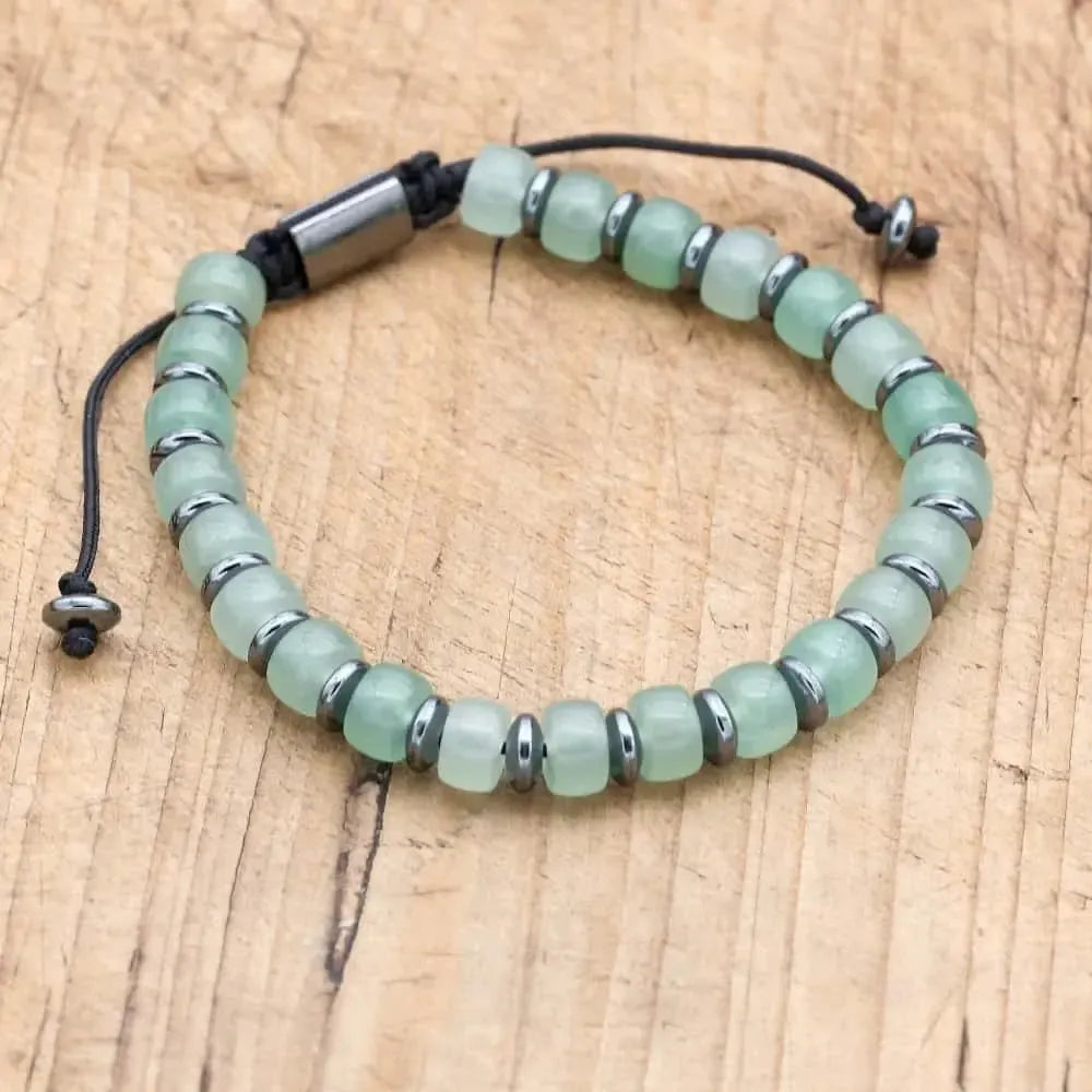 Bracelet de Chance en Aventurine Verte et Hématite